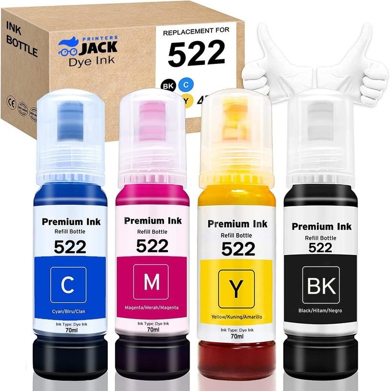 CMYK ink refill bottles for ink tank printers