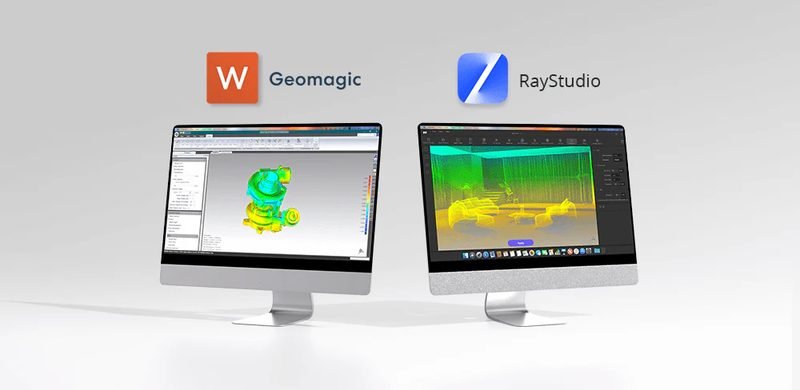 Scanning software running on two computer monitors