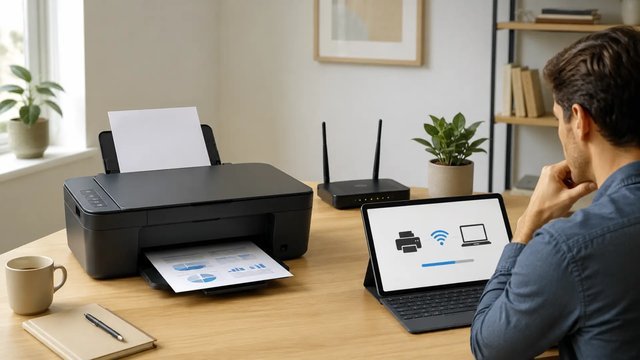 Connecting a wireless printer to a wifi router and laptop at home